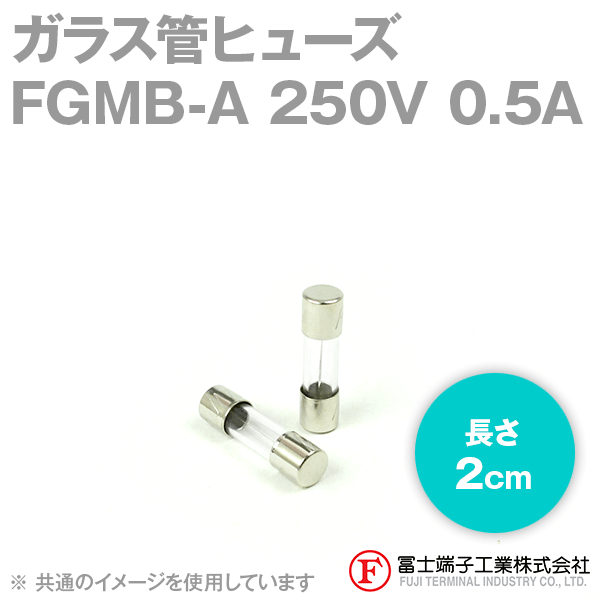 FGMB-Aガラス管ヒューズ 1個 (定格: AC250V 0.5A) (長さ: 2cm) NN