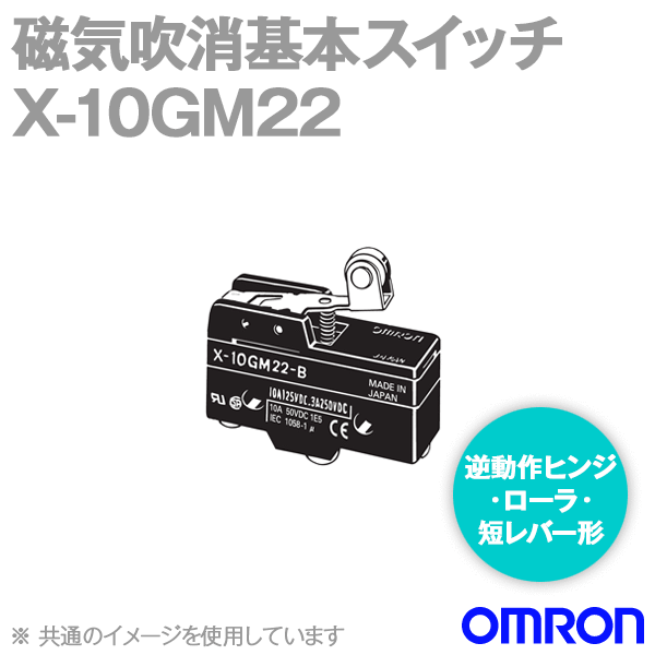 X-10GM22磁気吹消基本スイッチ (逆動作ヒンジ・ローラ・短レバー形) NN